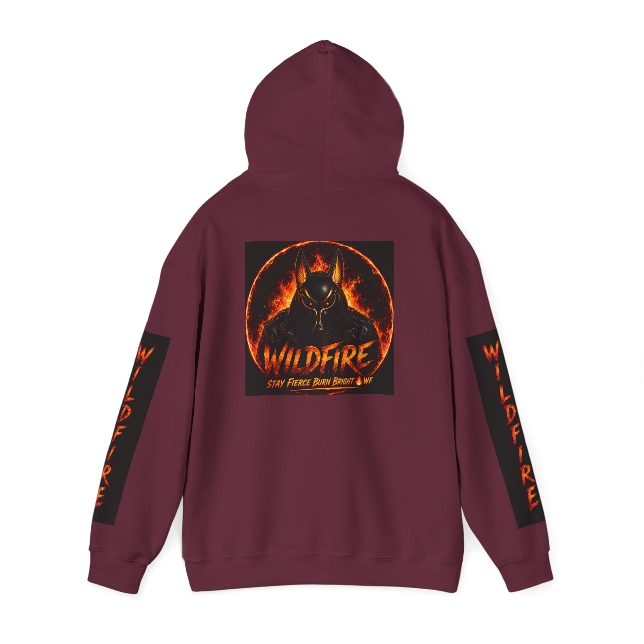 Wildfire Stay Fierce Burn Bright Hoodie — 'Wildfire' Flame Graphic Hooded Sweatshirt