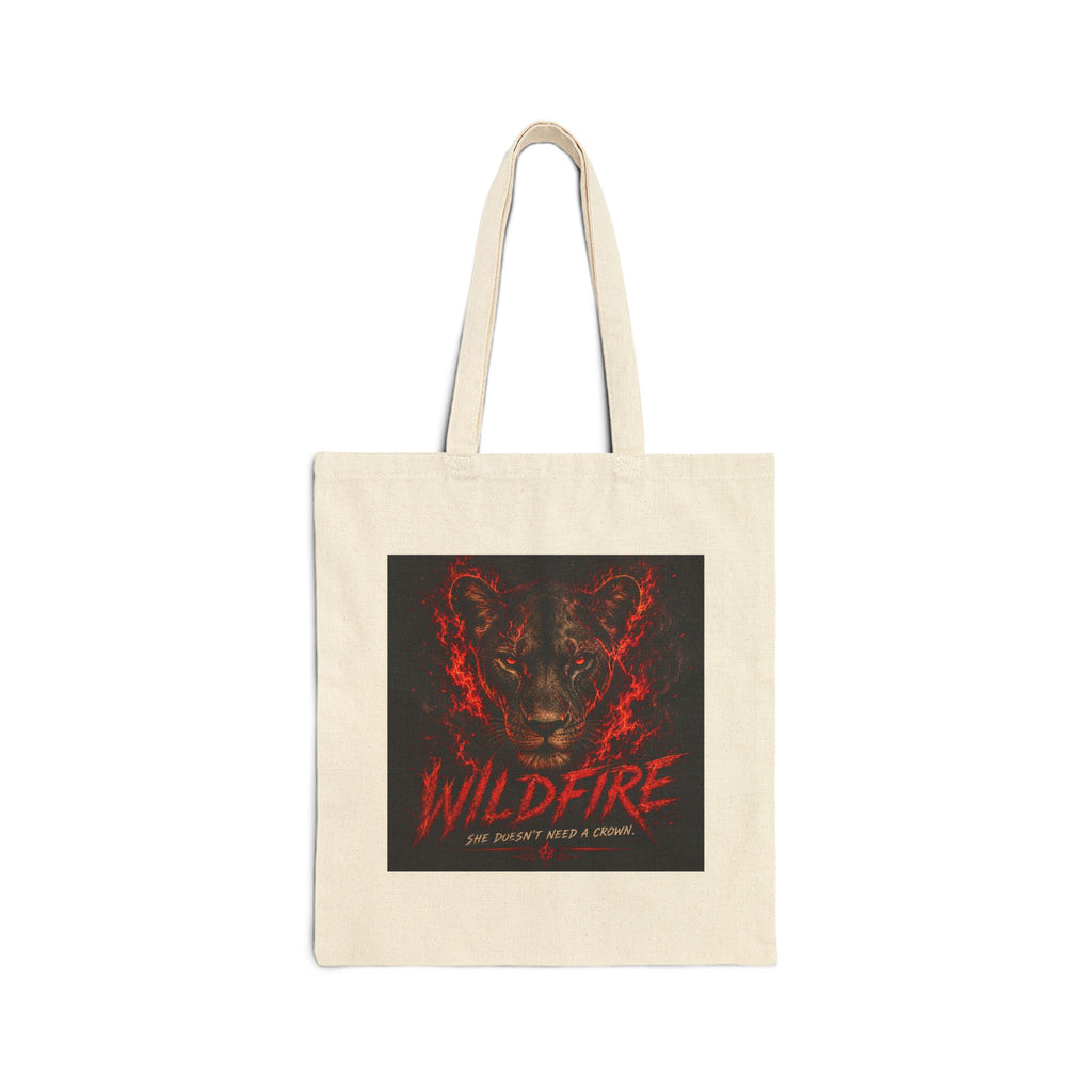 Wildfire Tote Bag — Lion & Lioness Canvas Tote, Gothic Animal Lover Gift
