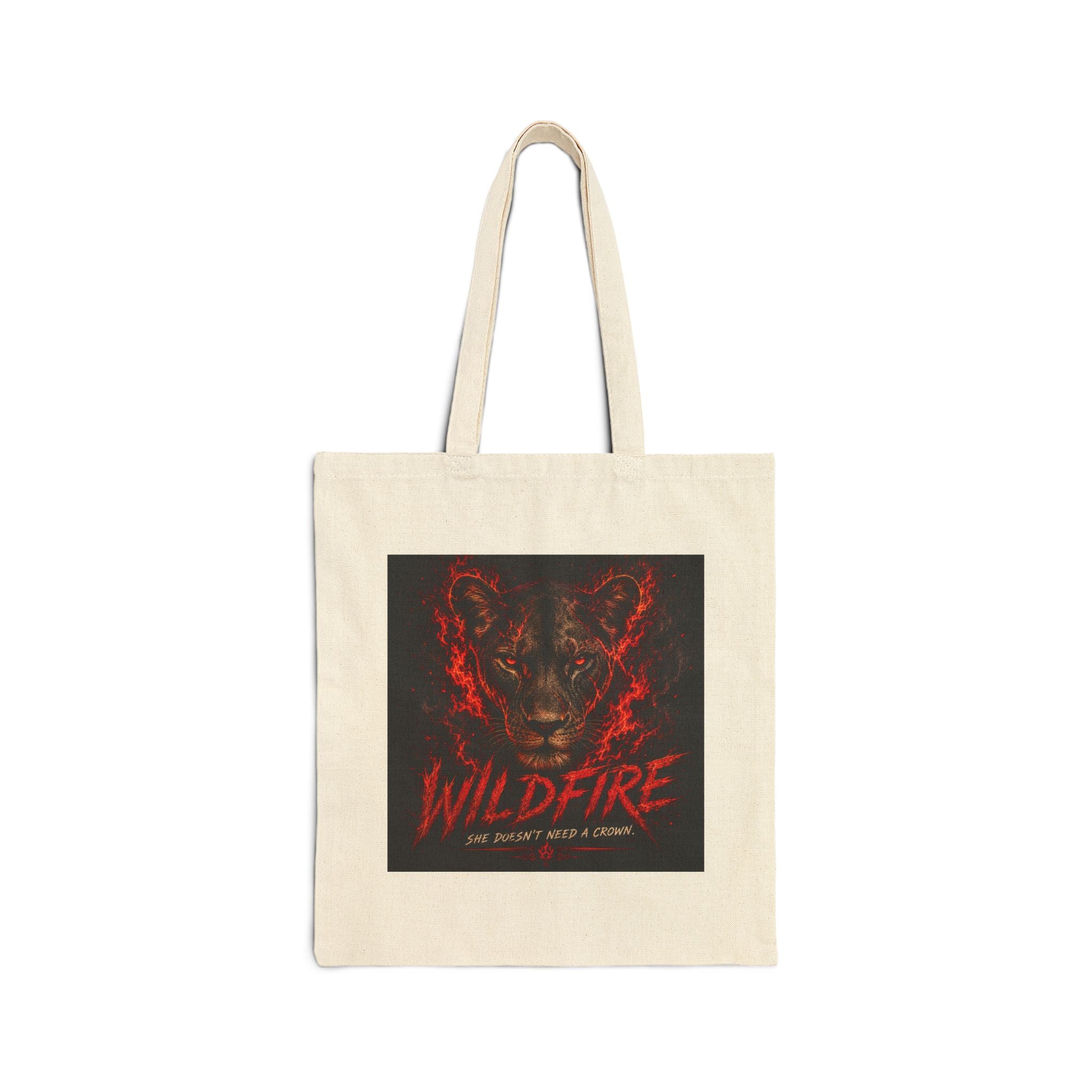 Wildfire Tote Bag — Lion & Lioness Canvas Tote, Gothic Animal Lover Gift