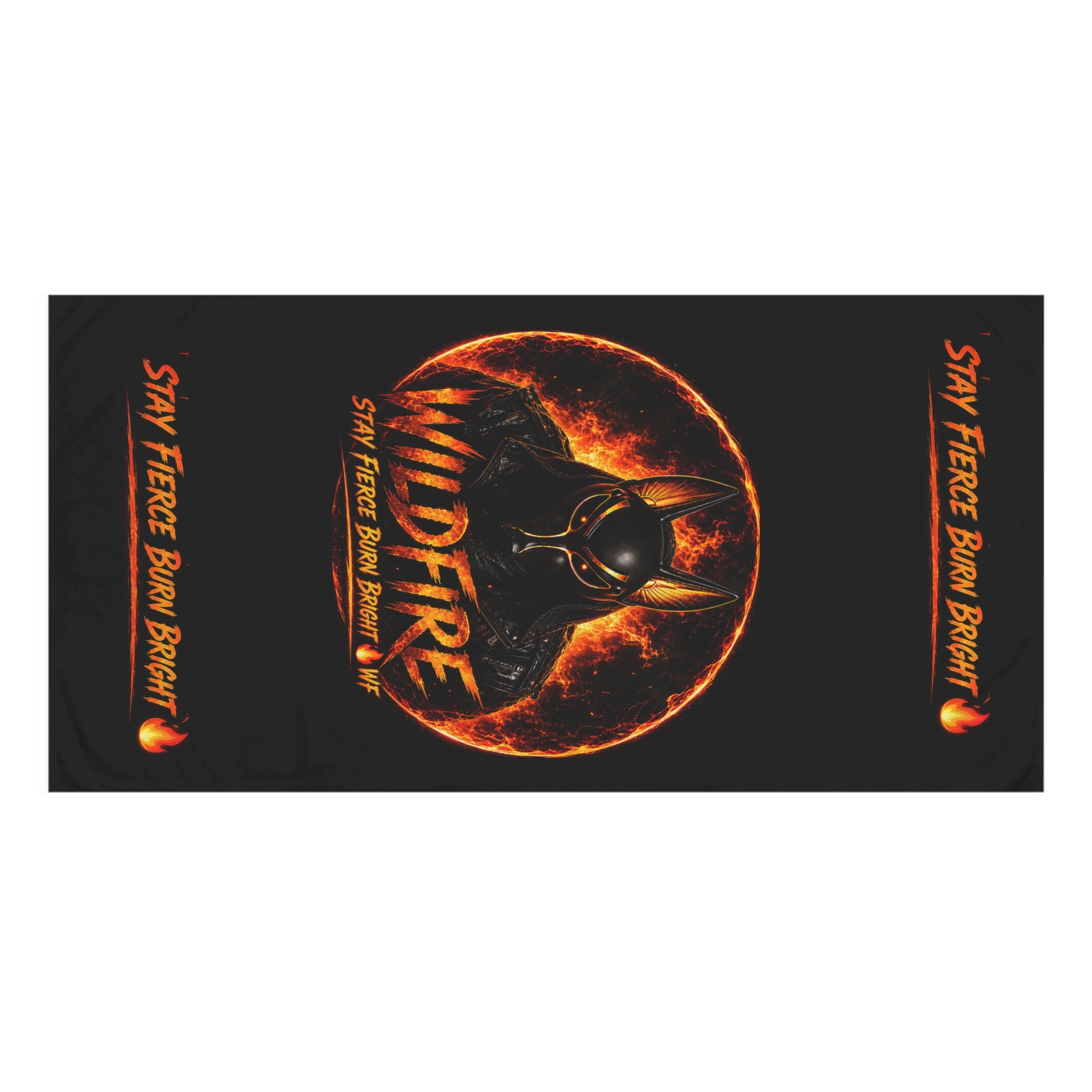 Wildfire Anubis Towel — "Stay Fierce Burn Bright" Design