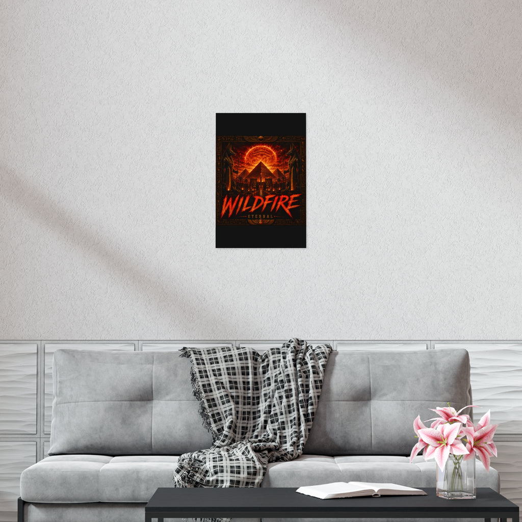 Wildfire Poster — Fiery Anubis Illustration with 'Stay Fierce Burn Bright'