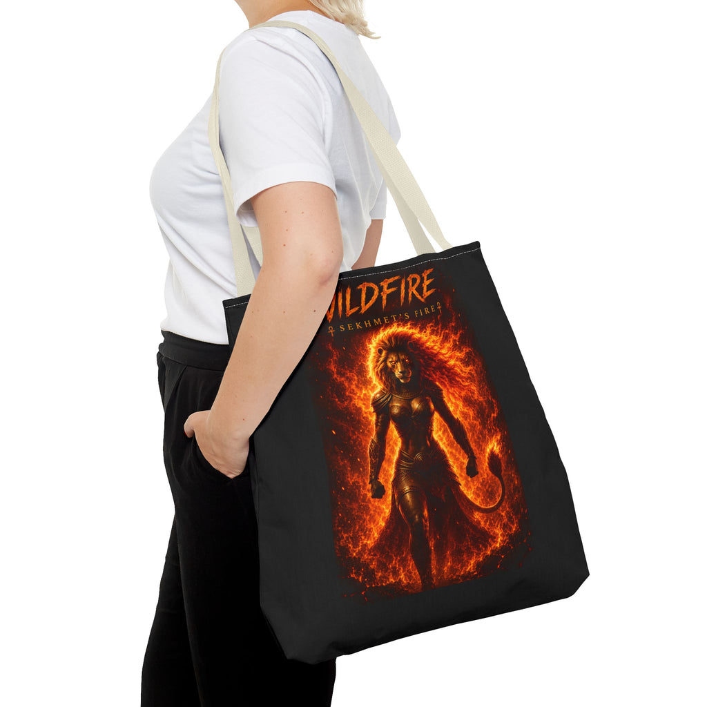 Wildfire Sekhmet Tote Bag — Fiery Egyptian AOP Tote