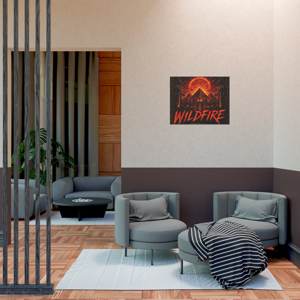 Wildfire Poster — Fiery Anubis Illustration with 'Stay Fierce Burn Bright'