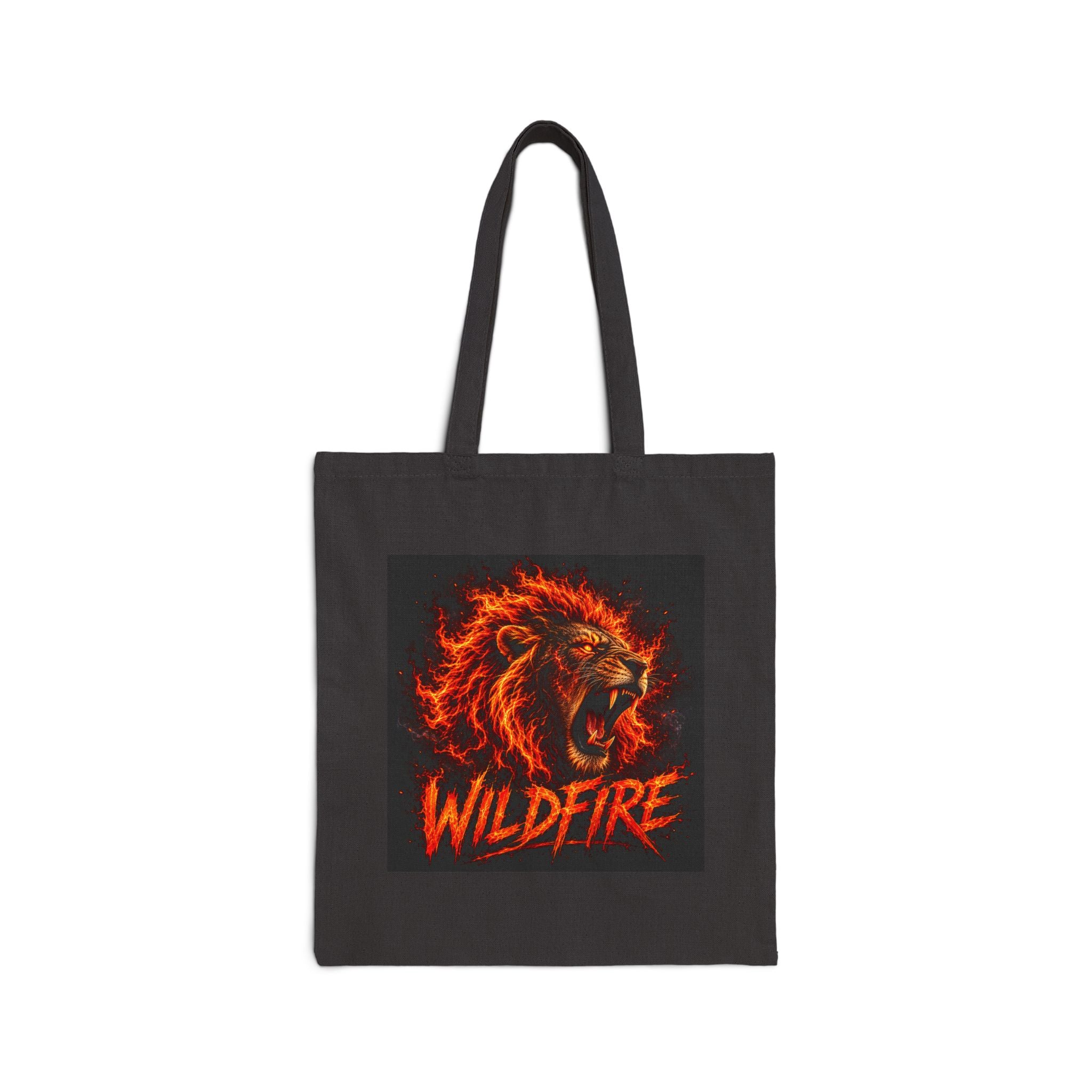 Wildfire Tote Bag — Lion & Lioness Canvas Tote, Gothic Animal Lover Gift