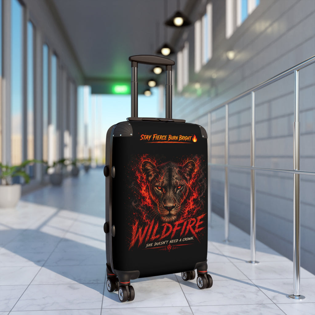 Wildfire Lioness Carry-On Suitcase – 'Stay Fierce Burn Bright' Travel Luggage