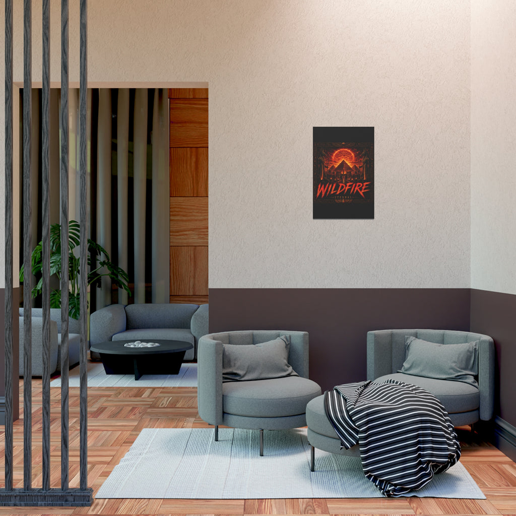 Wildfire Poster — Fiery Anubis Illustration with 'Stay Fierce Burn Bright'