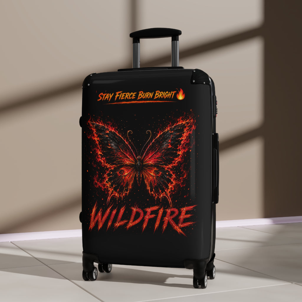Wildfire Suitcase – 'Stay Fierce Burn Bright' Flaming Butterfly Carry-On