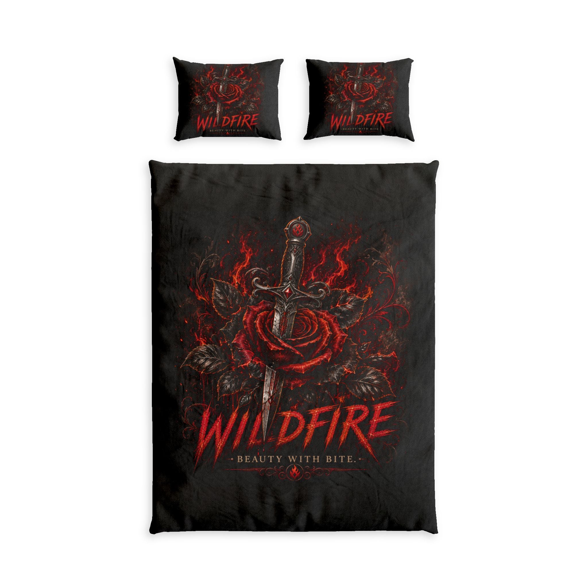 Wildfire Rose & Dagger Cotton Bed Set — Duvet Cover