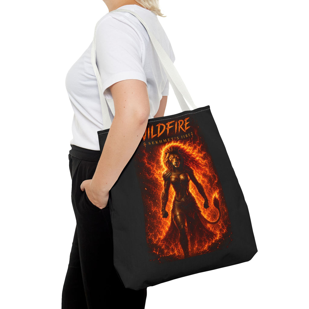 Wildfire Sekhmet Tote Bag — Fiery Egyptian AOP Tote
