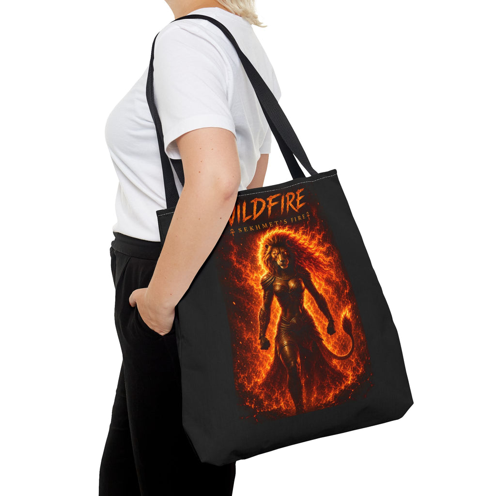 Wildfire Sekhmet Tote Bag — Fiery Egyptian AOP Tote