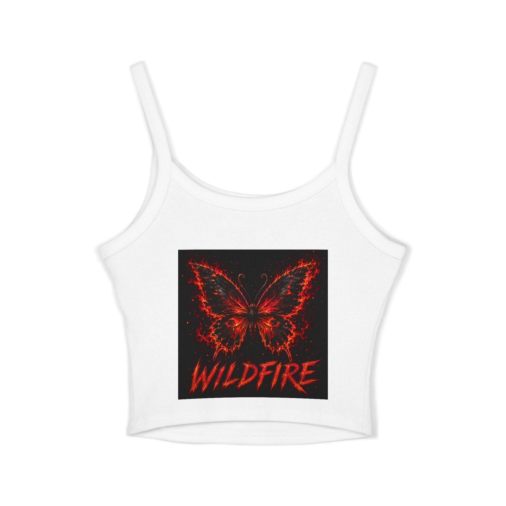 Wildfire Sekhmet Woman Spaghetti Tank Top — Fiery Egyptian Graphic Crop