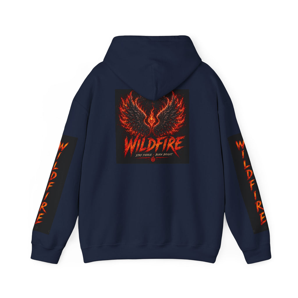 Wildfire Wings Hoodie — 'Wildfire' Flame Lettering & Back Art