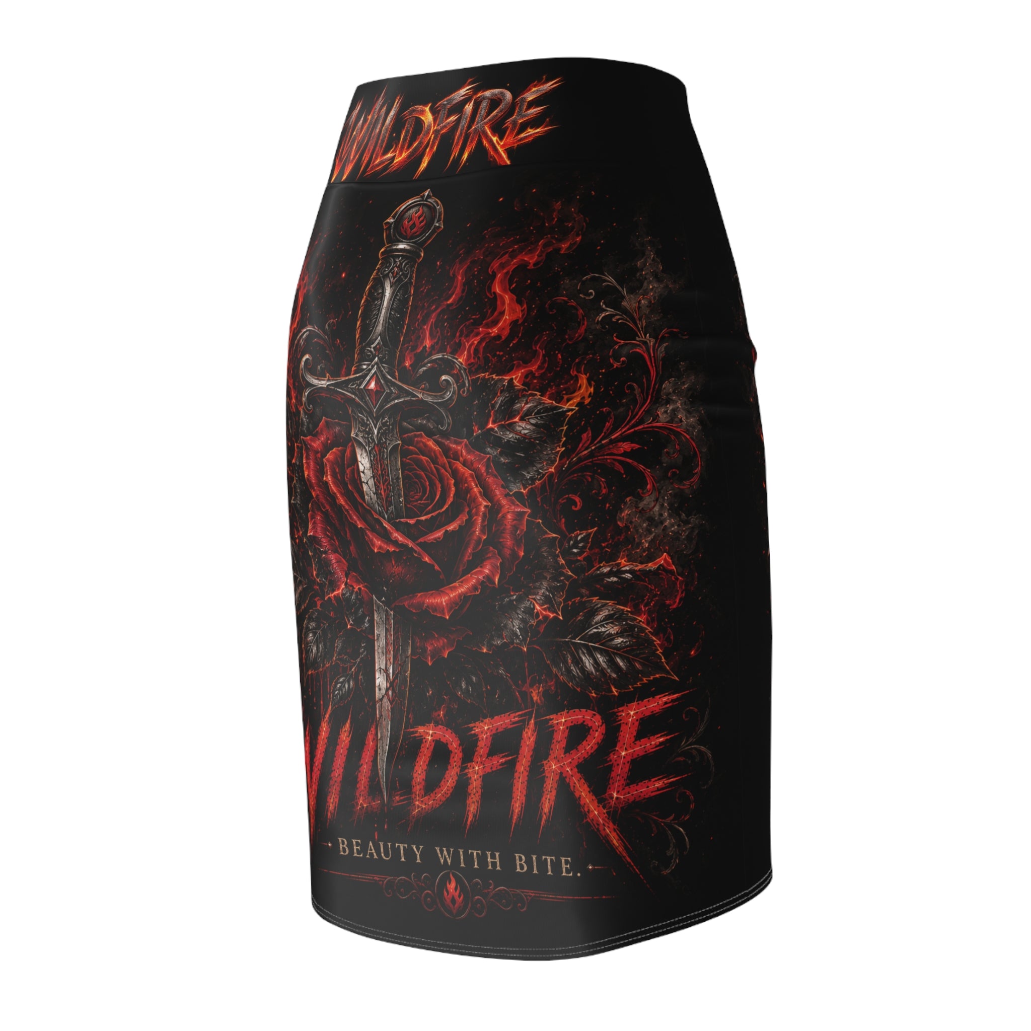 Wildfire Pencil Skirt — Fiery Rose & Dagger