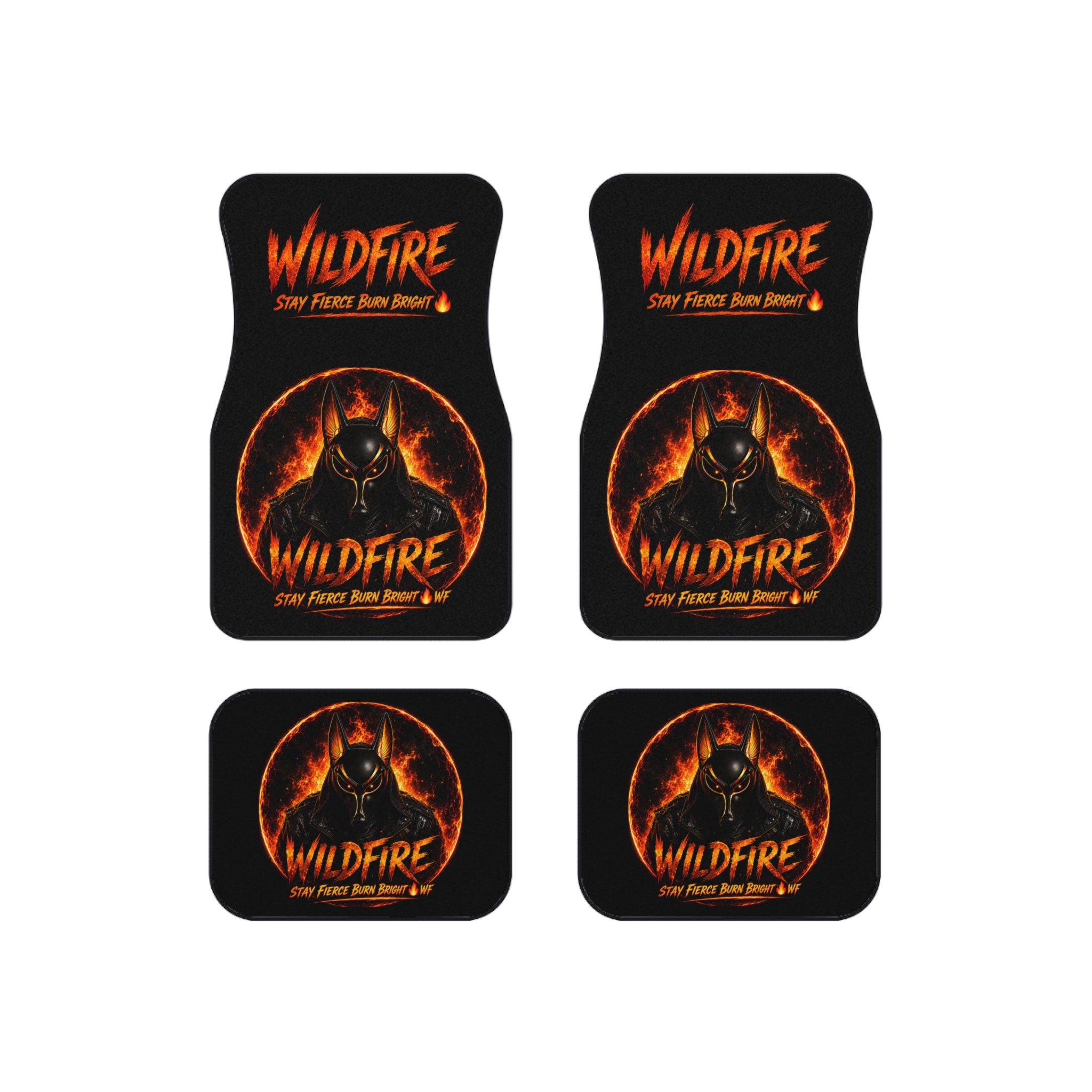 Wildfire Anubis Car Mats (Set of 4) — Stay Fierce Burn Bright Auto Floor Mats