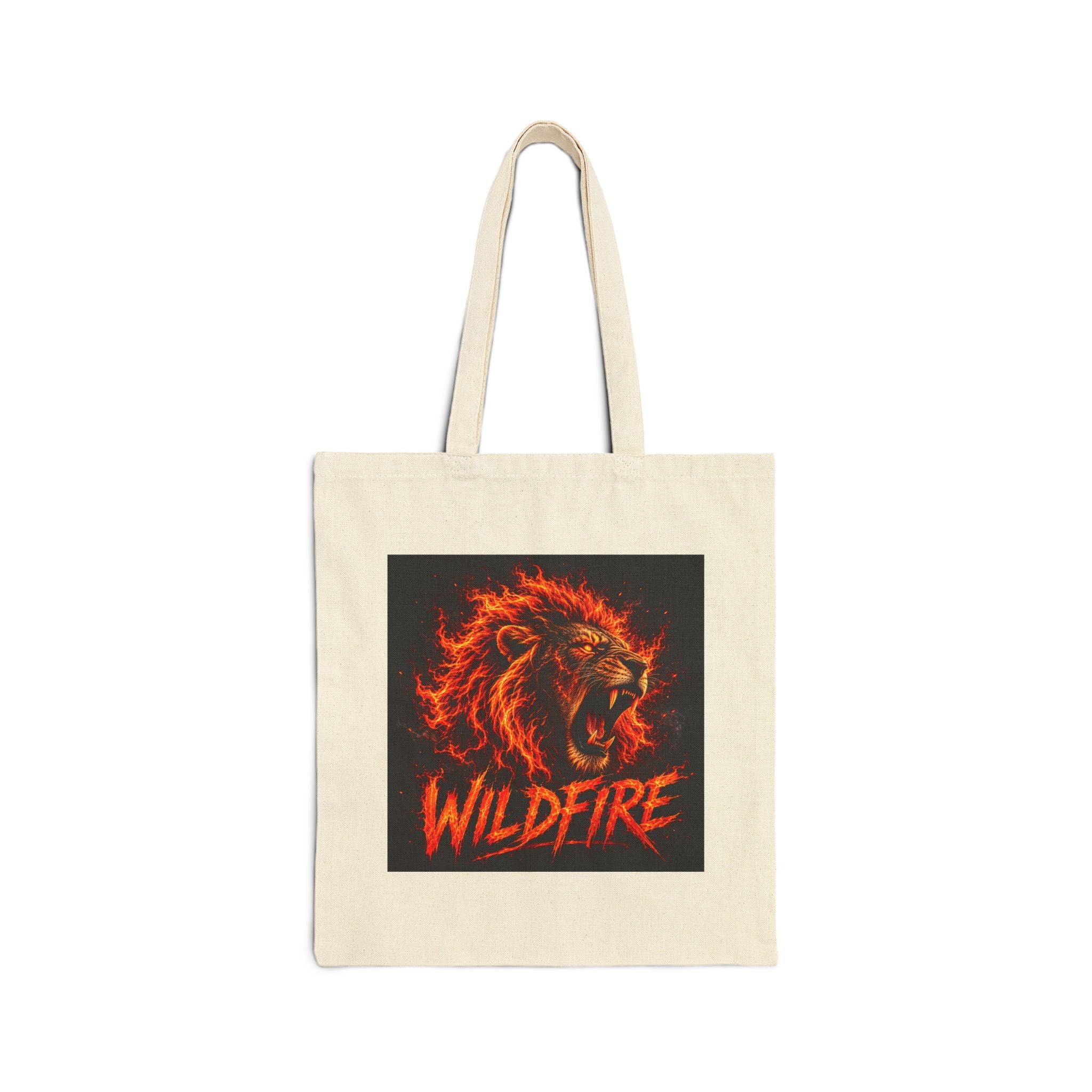 Wildfire Tote Bag — Lion & Lioness Canvas Tote, Gothic Animal Lover Gift