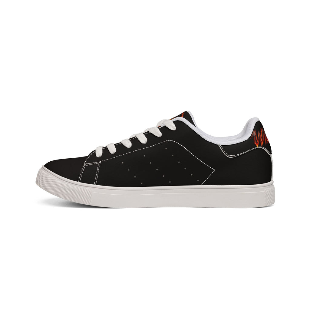 Wildfire Flame Lion Leather Sneakers — Men’s Low-Top Athletic Shoes