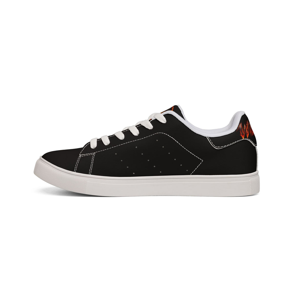 Wildfire Flame Lion Leather Sneakers — Men’s Low-Top Athletic Shoes