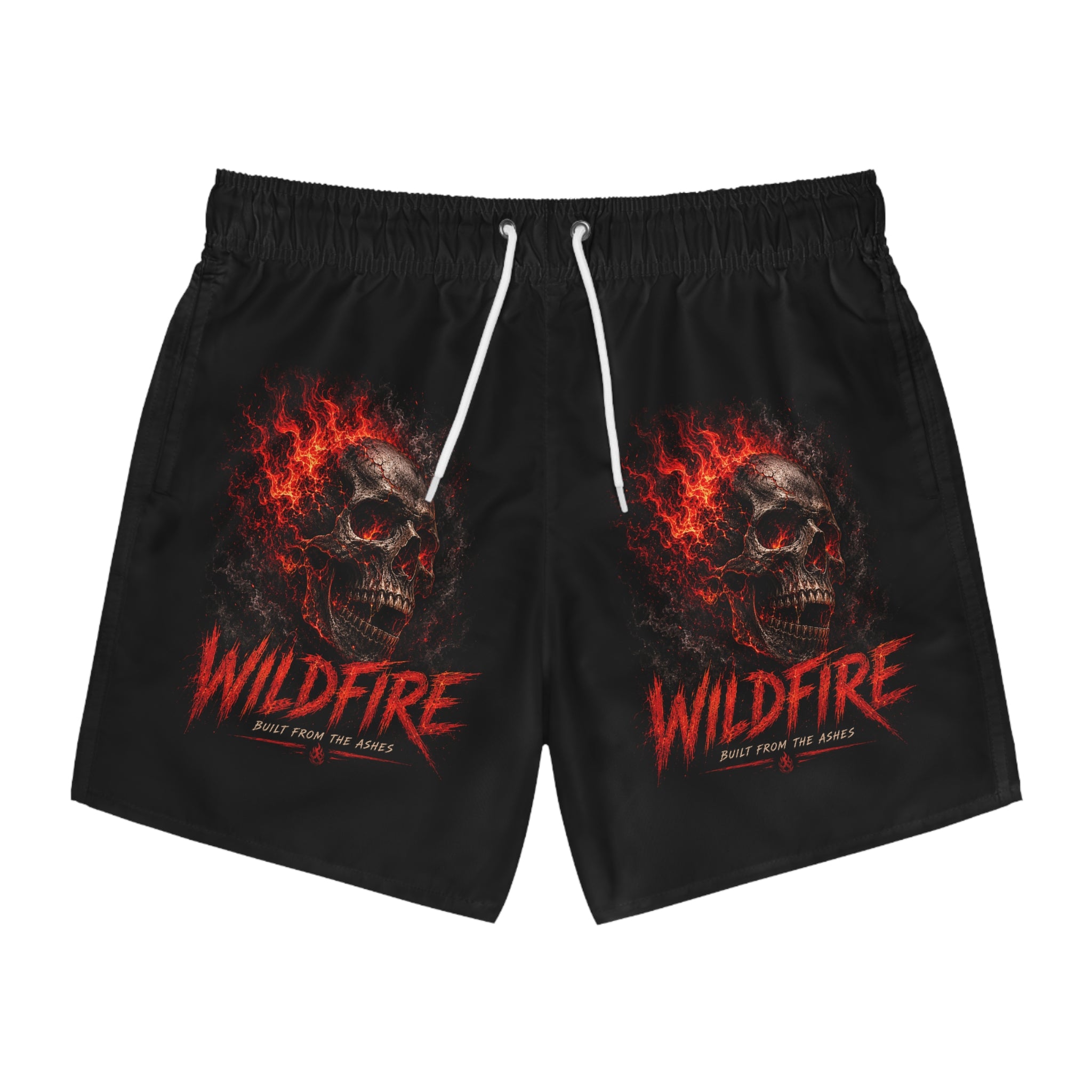 Wildfire Skull Men's Swim Trunks — Skull Graphic