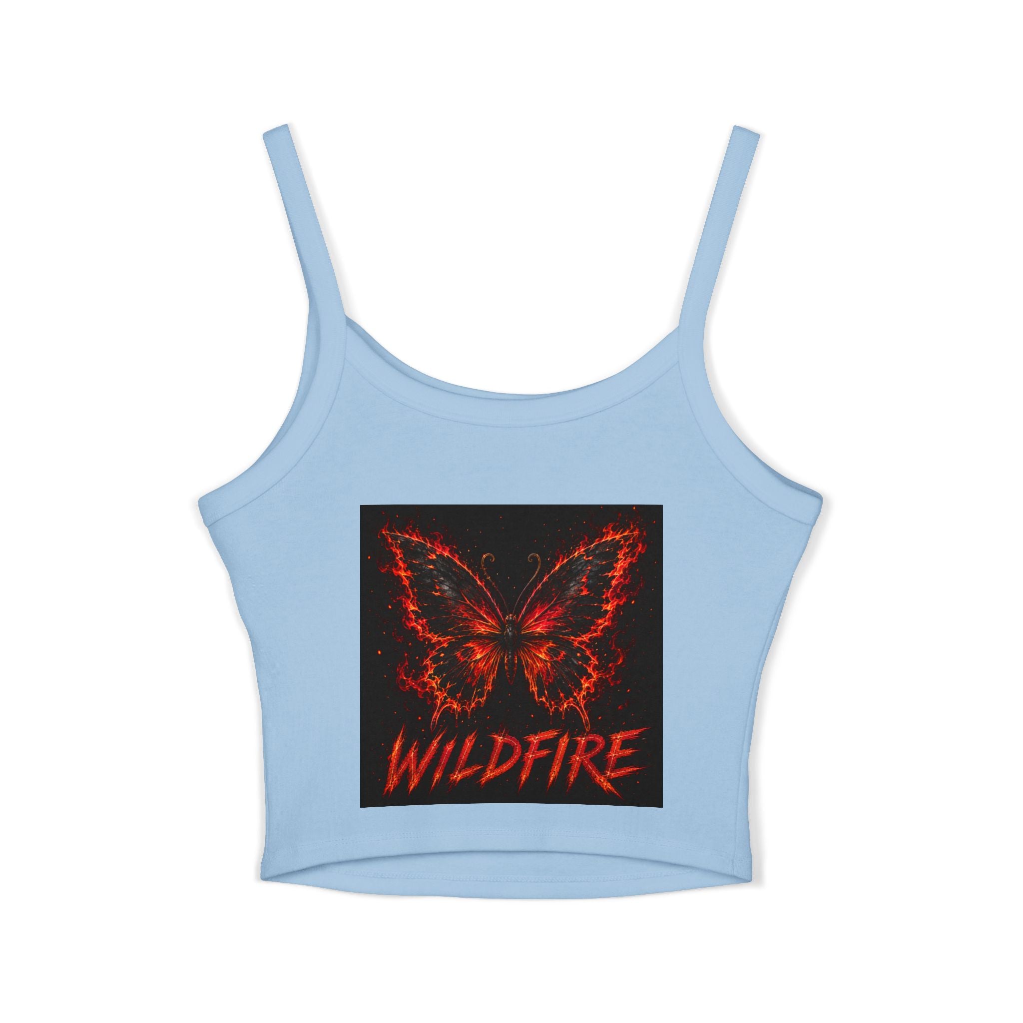 Wildfire Sekhmet Woman Spaghetti Tank Top — Fiery Egyptian Graphic Crop