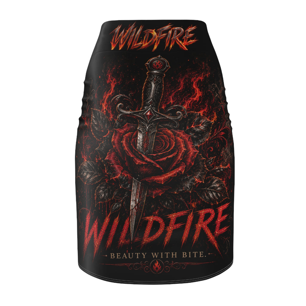 Wildfire Pencil Skirt — Fiery Rose & Dagger