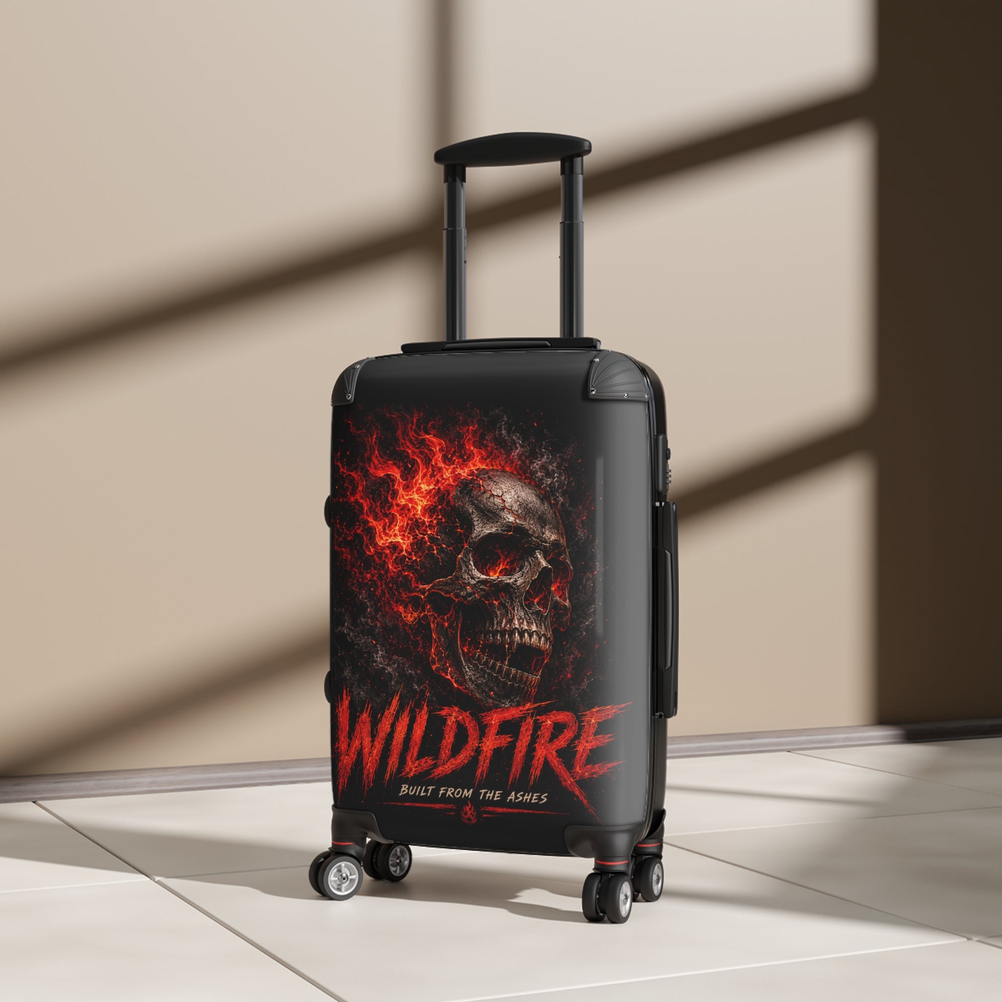 Wildfire Skull Carry-On Suitcase — Flame Skull 'Built From The Ashes' Luggage