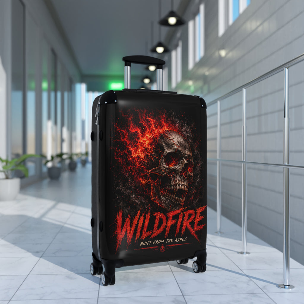 Wildfire Skull Carry-On Suitcase — Flame Skull 'Built From The Ashes' Luggage