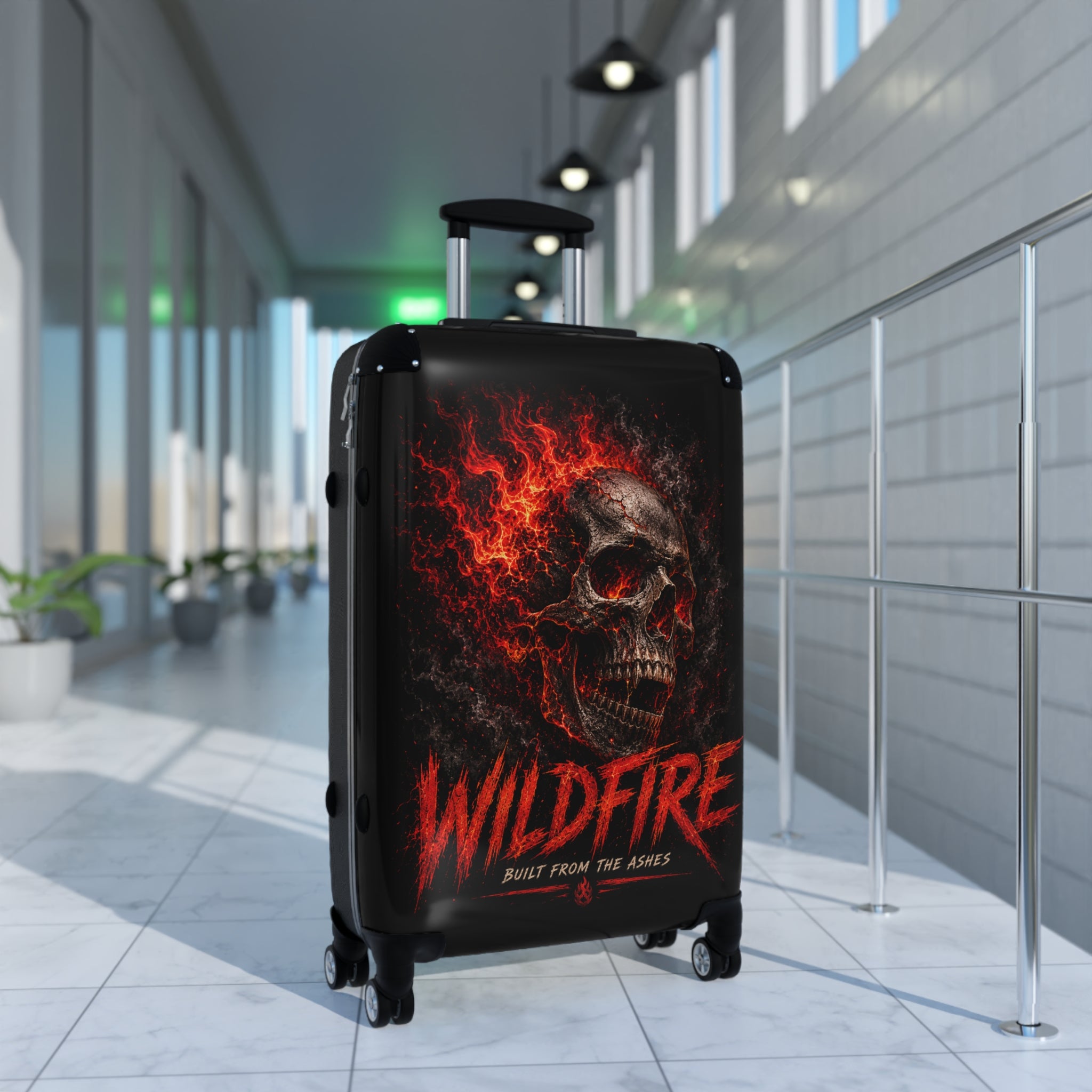 Wildfire Skull Carry-On Suitcase — Flame Skull 'Built From The Ashes' Luggage