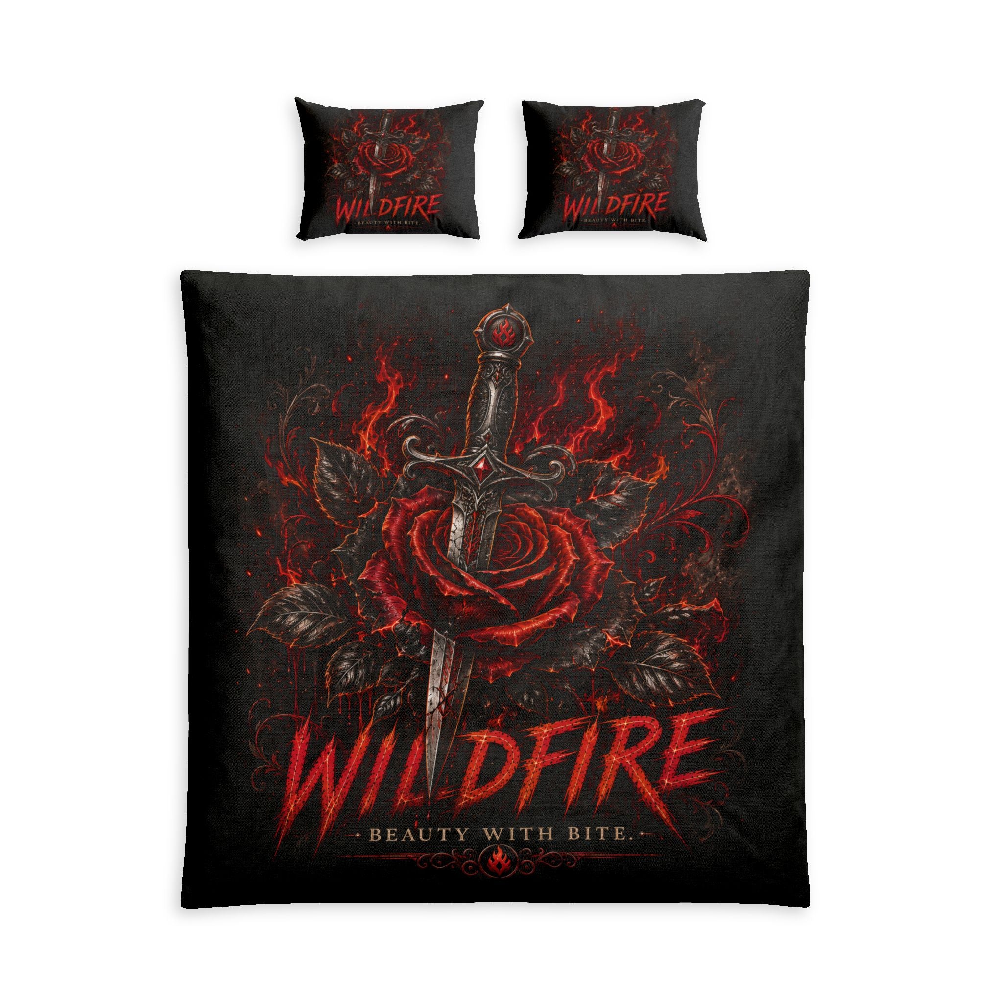 Wildfire Rose & Dagger Cotton Bed Set — Duvet Cover