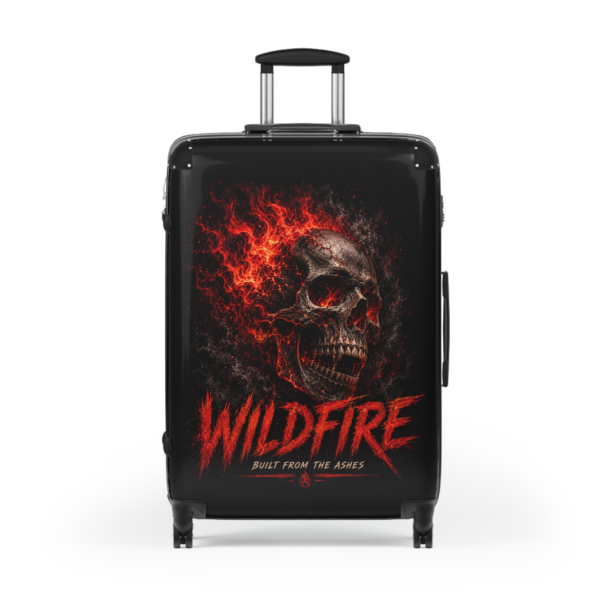 Wildfire Skull Carry-On Suitcase — Flame Skull 'Built From The Ashes' Luggage
