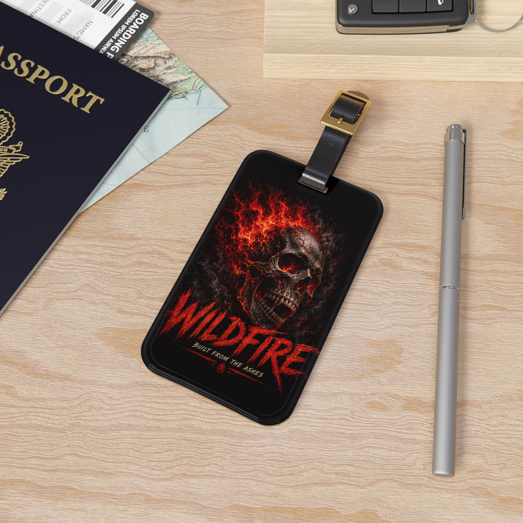Wildfire Skull Luggage Tag — Flame Skull Travel ID Tag