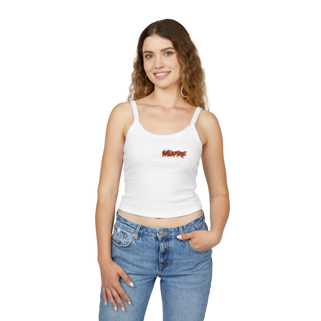 Wildfire Sekhmet Woman Spaghetti Tank Top — Fiery Egyptian Graphic Crop