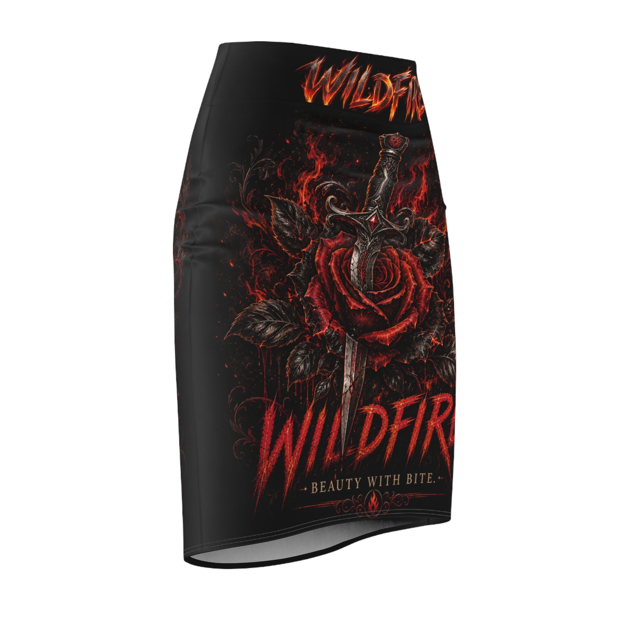 Wildfire Pencil Skirt — Fiery Rose & Dagger