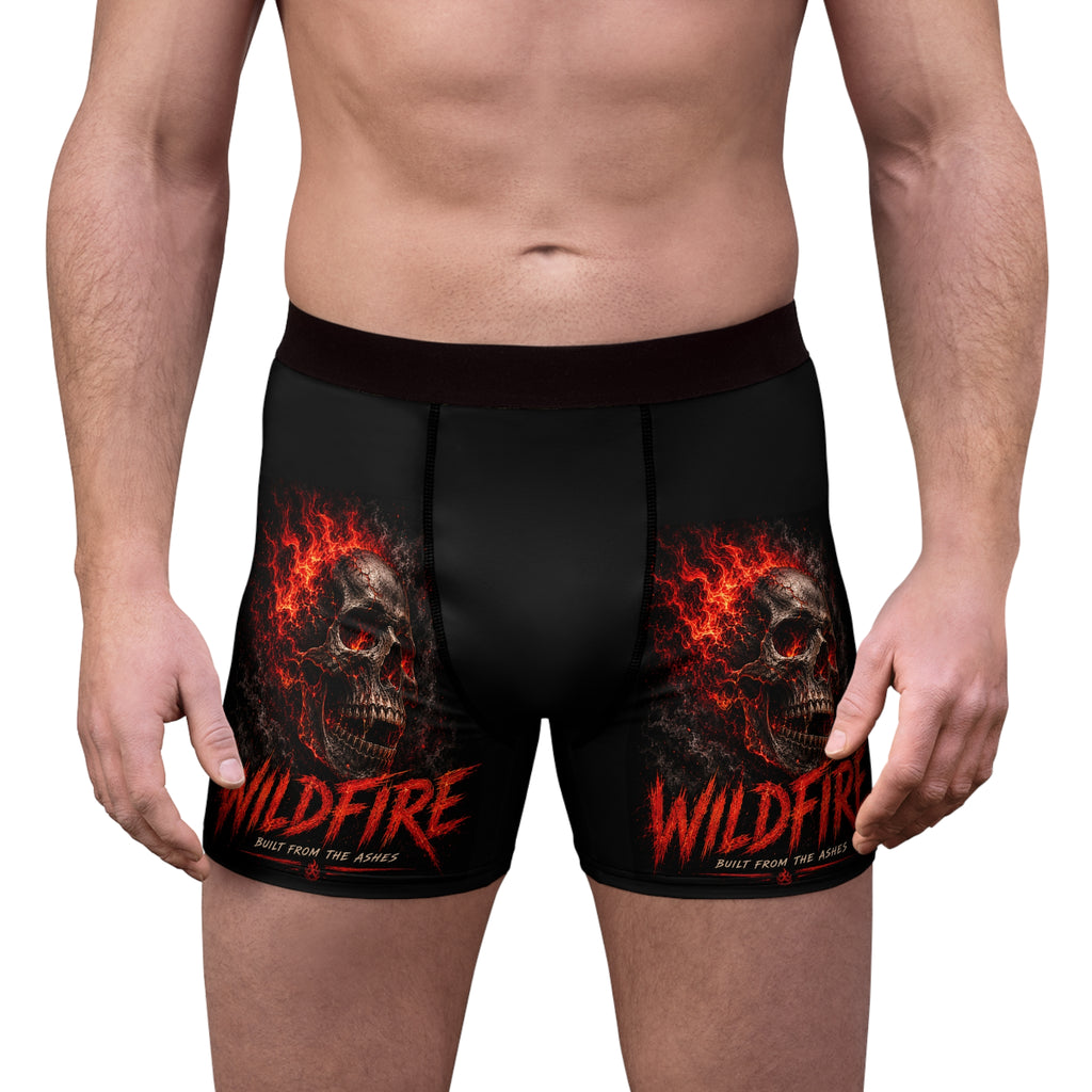 Wildfire Skull Boxer Briefs — Fiery Graphic Men’s Underwear