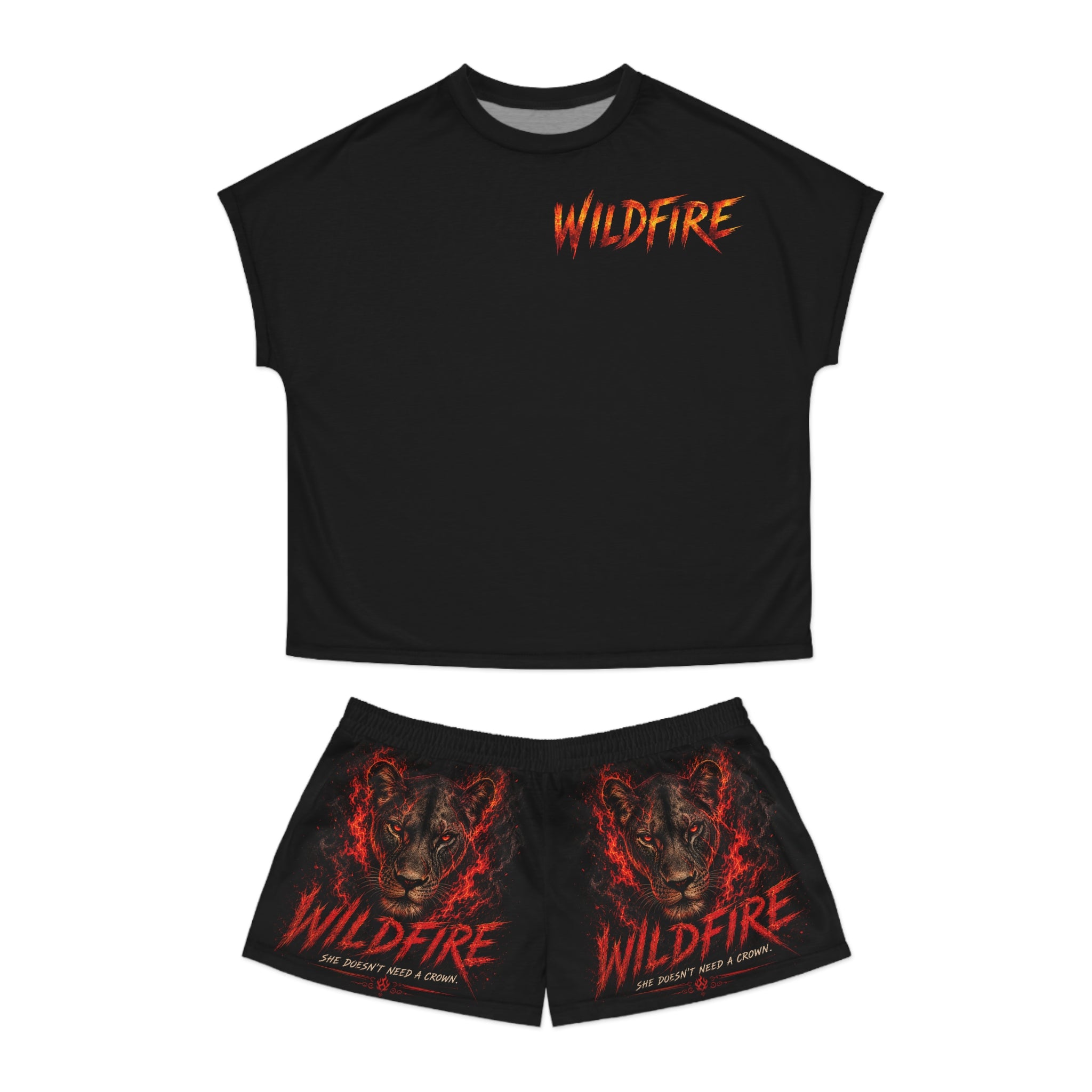 Wildfire Women's Pajama Set — Fiery Lioness Graphic Sleepwear