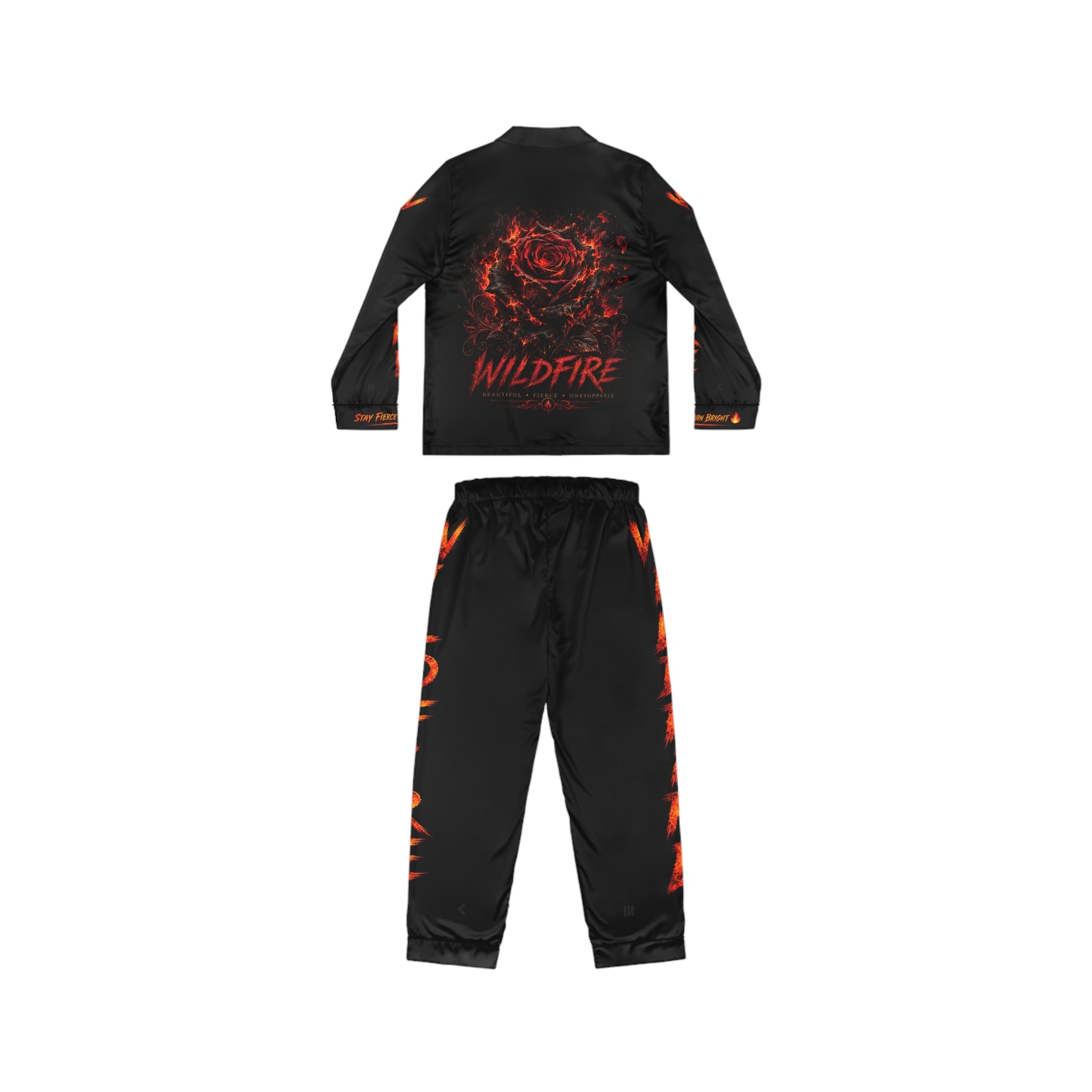 Wildfire Flame Satin women's Pajama Set - Women's Fiery Graphic Sleepwear