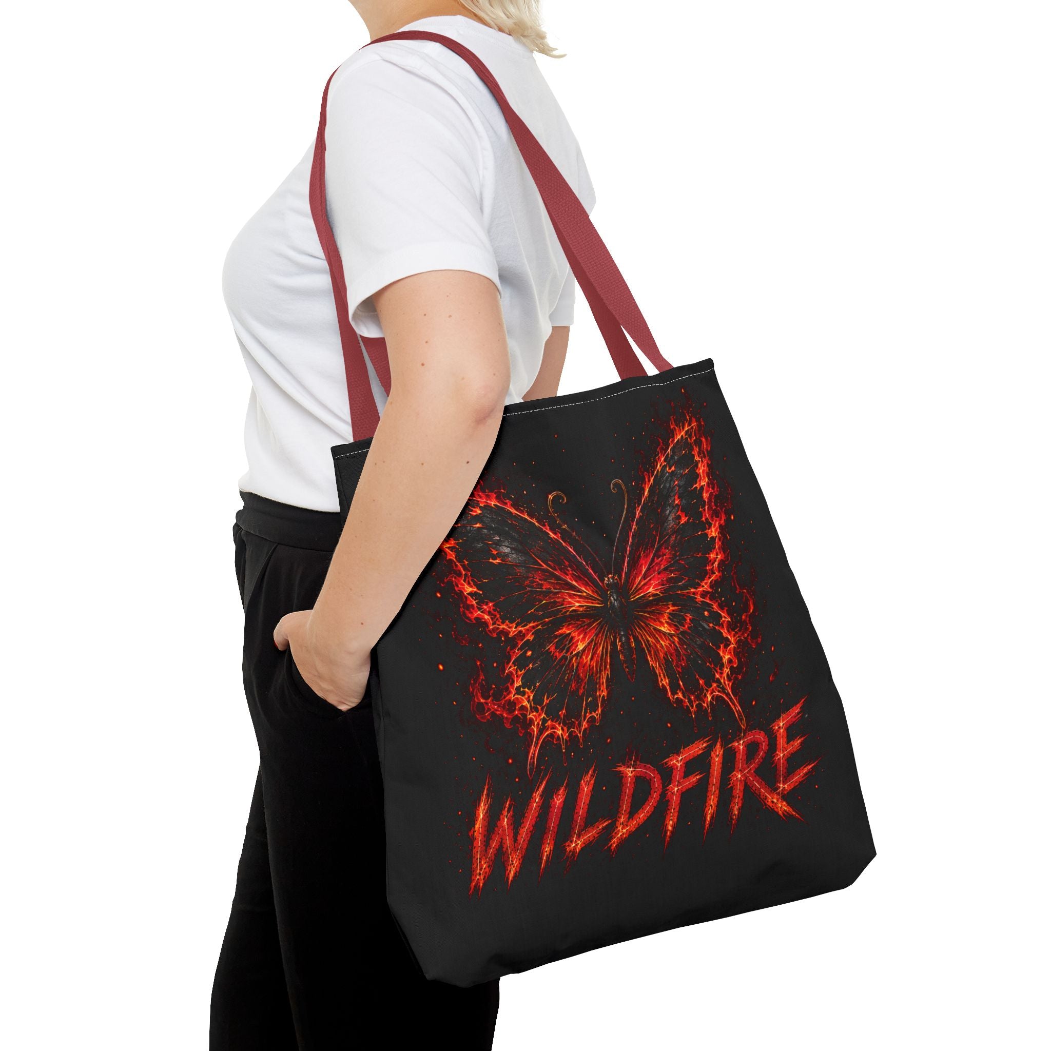 Wildfire Anubis Tote Bag — "Stay Fierce, Burn Bright" All-Over Print Tote